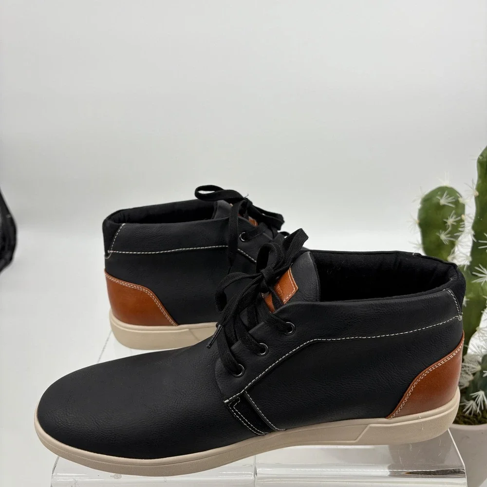 New Steve‎ Madden Kobe Men's Black Faux Leather Lace Up Chukka Boots Size 12